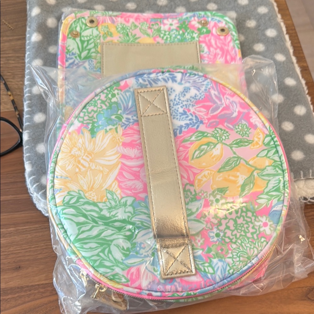 Lilly Pulitzer large round cosmetic case and catch all tray